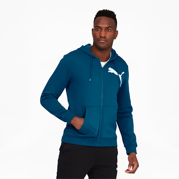 Big Logo Men's Full Zip Back Hoodie, Digi-blue, extralarge