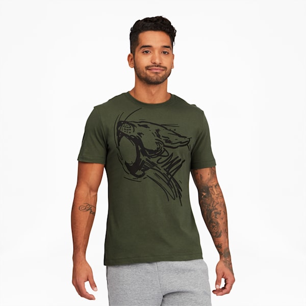 Jungle Cat Men's Tee, Thyme, extralarge
