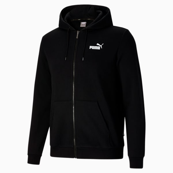 Essentials Men's Full Zip Hoodie BT, Cotton Black, extralarge