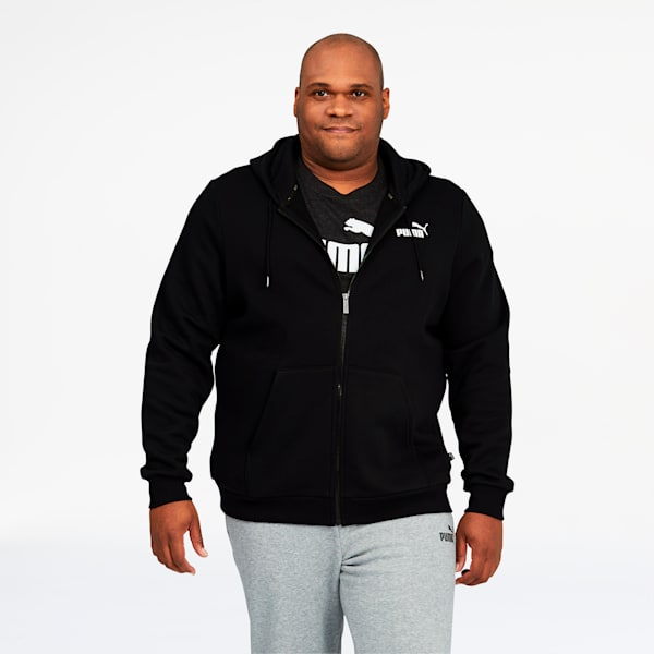 Essentials Men's Full Zip Hoodie BT, Cotton Black, extralarge