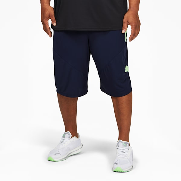 PUMA Cat Men's Training Shorts BT, Peacoat-Fizzy Lime, extralarge