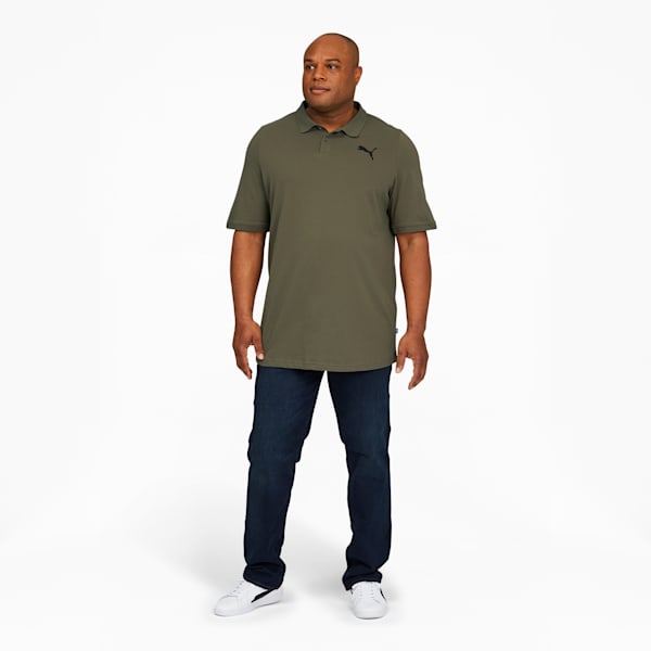 Essentials Men's Pique Polo BT, Dark Green Moss-Black