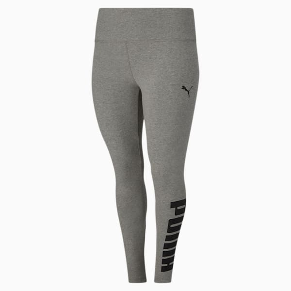 Athletic Women's Logo Leggings PL, Medium Gray Heather-Puma Black, extralarge