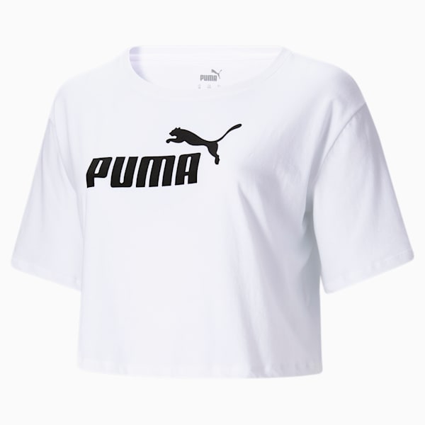 Essentials+ Women's Cropped Logo Tee PL, Puma White