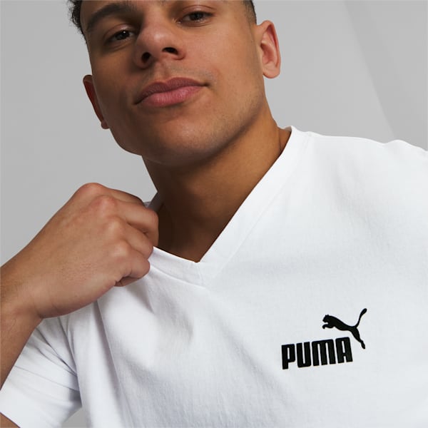 Camiseta con cuello en V Essentials+ para hombre, Puma White