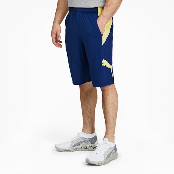 PUMA Cat Men's Training Shorts, Elektro Blue-Yellow Pear, extralarge