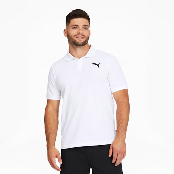 Camiseta tipo polo de piqué Essentials para hombre, Puma White-Cat, extralarge