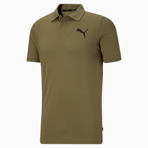 Essentials Men's Pique Polo, Dark Green Moss-Black, extralarge