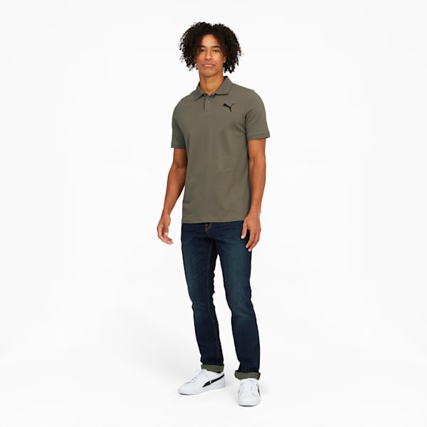 Essentials Men's Pique Polo, Dark Green Moss-Black, extralarge