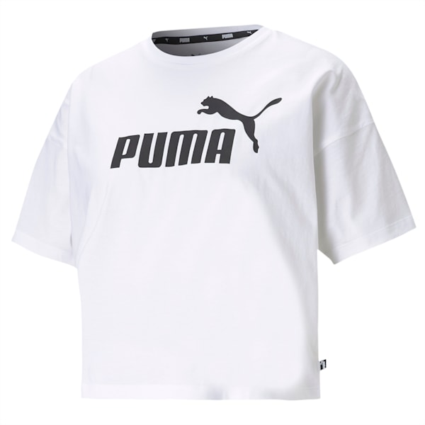 Essentials+ Women's Cropped Logo Tee, Puma White