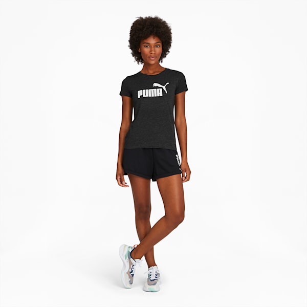 Essentials Women's Logo Tee, Dark Gray Heather-Puma White