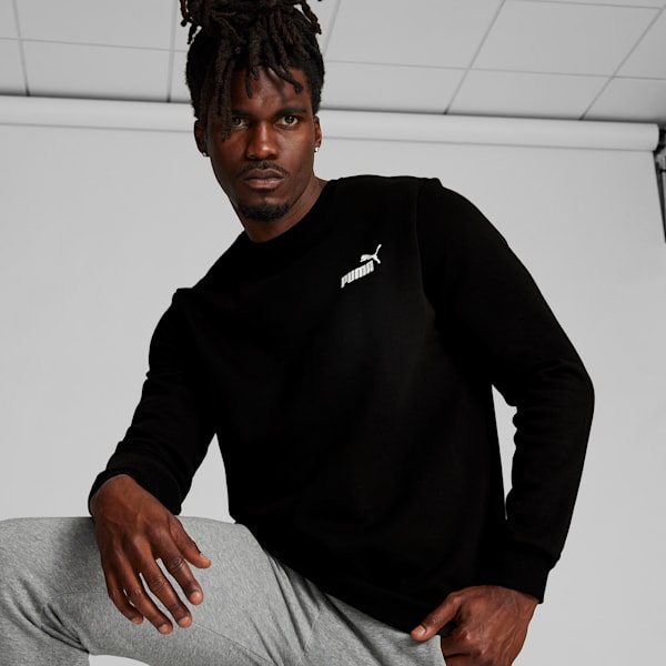 Sudadera con cuello redondo Essentials Small Logo para hombre, Puma Black, extralarge
