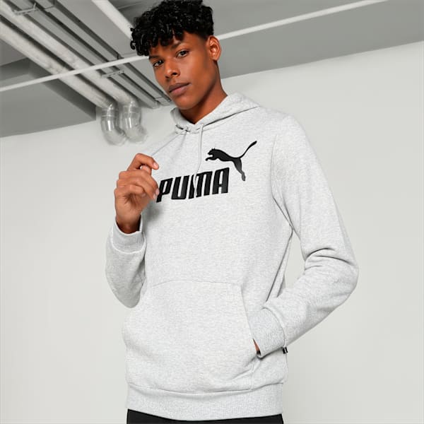 Big Logo Regular Fit Men's Hoodie, Light Gray Heather, extralarge-IND