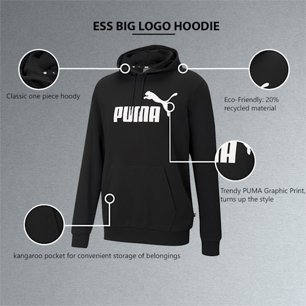 Big Logo Regular Fit Men's Hoodie, Puma Black, extralarge-IND