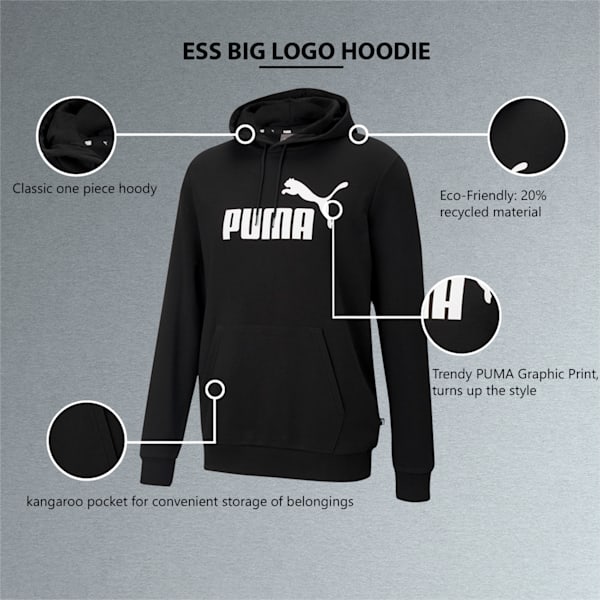 Essential Big Logo Regular Fit Men's Hoodie, Puma Black, extralarge-IND