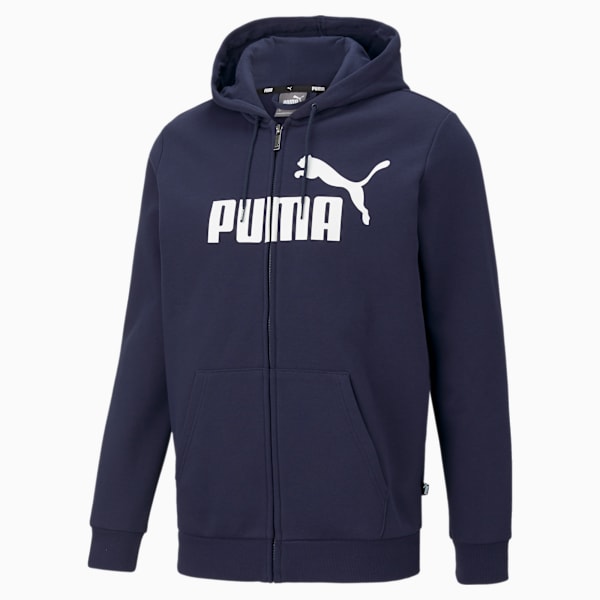 Big Logo Full-Zip Regular Fit Men's Hoodie, Peacoat, extralarge-IND