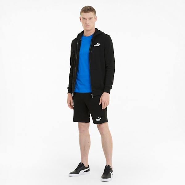 Sudadera con capucha y logotipo Essentials con cremallera completa para hombre, Puma Black, extralarge