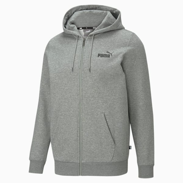 Essentials Full-Zip Logo Hoodie Men, Medium Gray Heather, extralarge