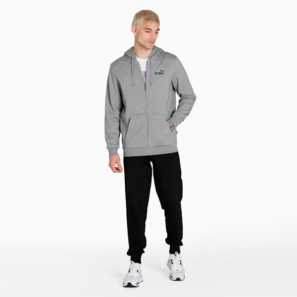 Small Logo Full-Zip Regular Fit Men's Hoodie, Medium Gray Heather, extralarge-IND