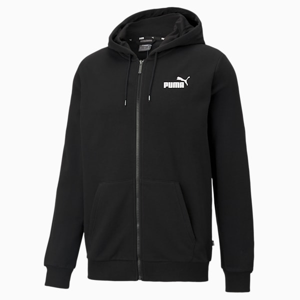 Small Logo Full-Zip Men's Hoodie, Puma Black, extralarge-IND