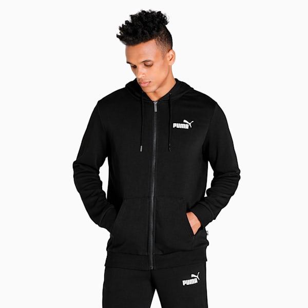 Small Logo Full-Zip Men's Hoodie, Puma Black, extralarge-IND