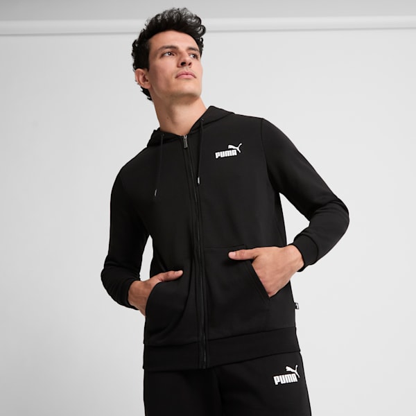 Essentials Small Logo Full-Zip Hoodie Men, Puma Black, extralarge