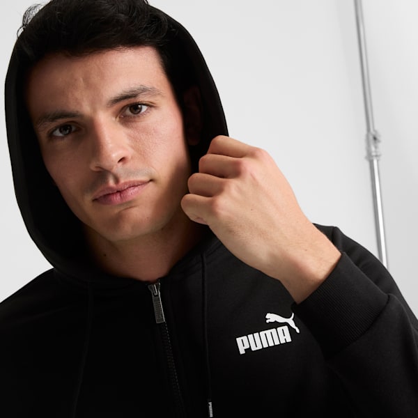 Essentials Small Logo Full-Zip Hoodie Men, Puma Black, extralarge