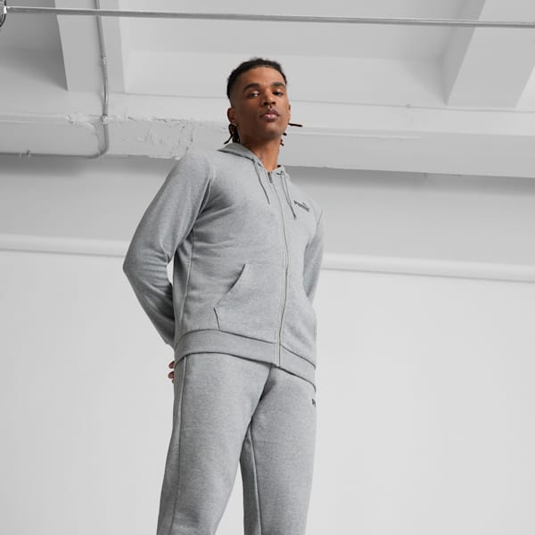 Essentials Small Logo Full-Zip Hoodie Men, Medium Gray Heather, extralarge