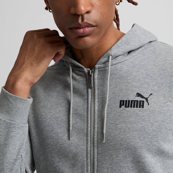 Essentials Small Logo Full-Zip Hoodie Men, Medium Gray Heather, extralarge