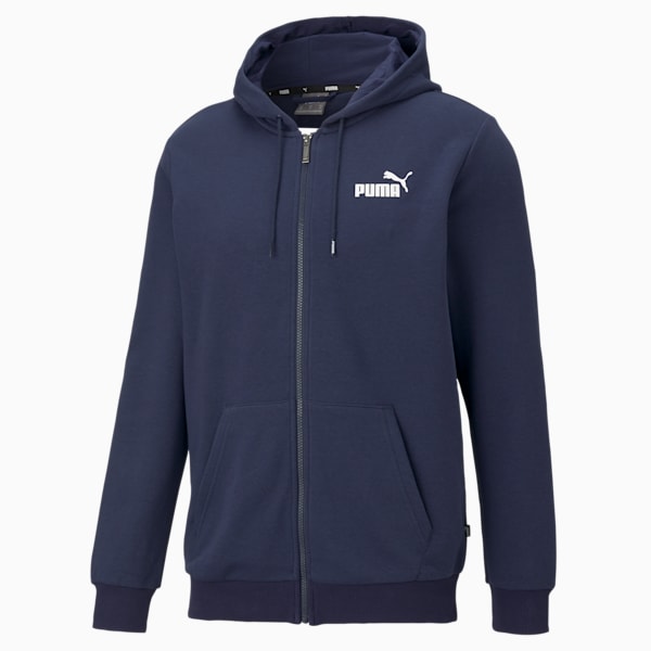 Chandail à capuche avec fermeture éclair intégrale Essentials Homme, Peacoat, extralarge