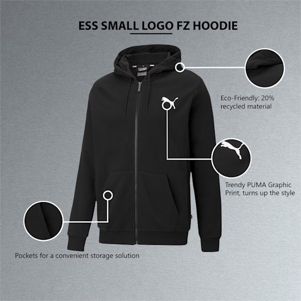 Small Logo Full-Zip Men's Hoodie, Puma Black-Cat, extralarge-IND