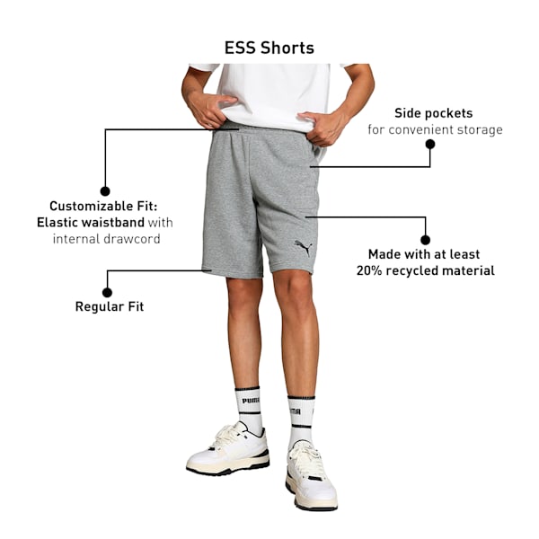 Men's Regular Fit Knitted Shorts, Medium Gray Heather-Cat, extralarge-IND
