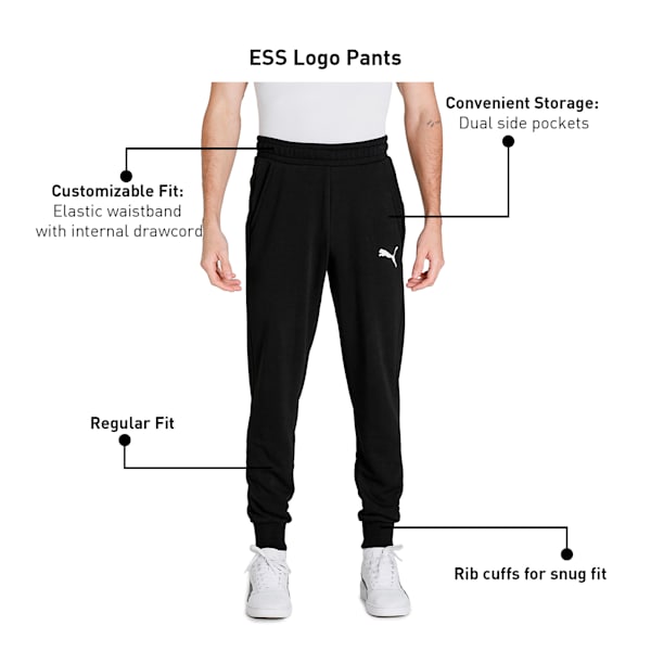 Logo Men's Regular Fit Knitted Sweat Pants, Puma Black-Cat, extralarge-IND