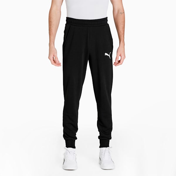 Essentials Logo Regular Fit Knitted Men's Sweat Pants, Puma Black-Cat, extralarge-IND