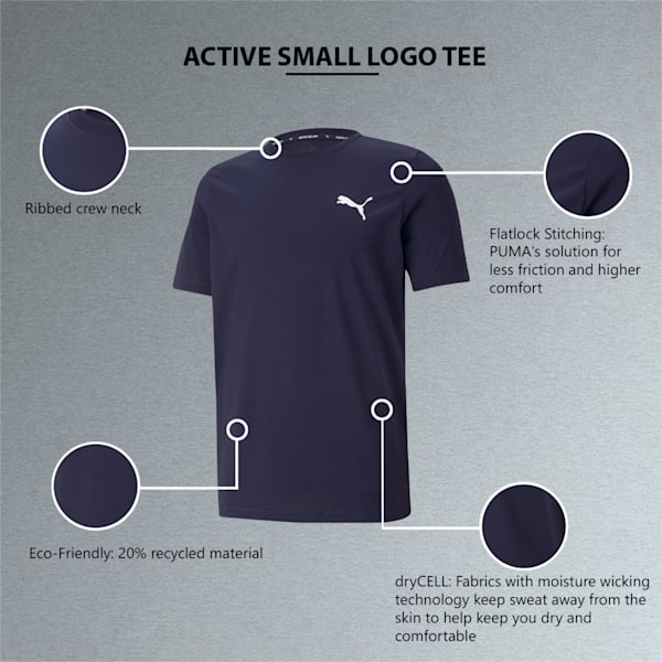 Active Small Logo Regular Fit Men's T-shirt, Peacoat, extralarge-IND