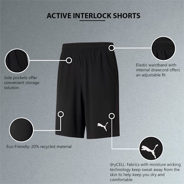 Active Interlock Men's Regular Fit Shorts, Puma Black, extralarge-IND