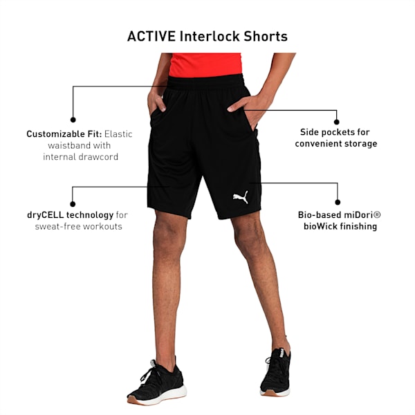 Active Interlock Men's Regular Fit Shorts, Puma Black, extralarge-IND