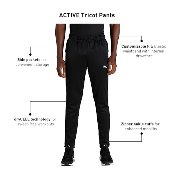 Active Tricot Men's Slim Fit Sweat Pants, Puma Black-Puma White, extralarge-IND