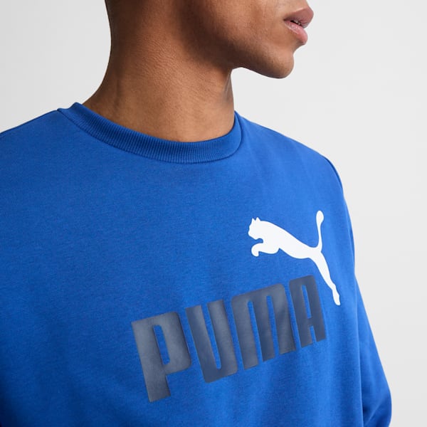 Essentials+ Two-Tone Big Logo Crew Neck Men's Sweater, Cobalt Glaze, extralarge