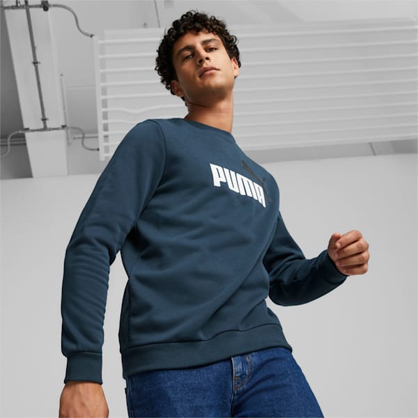 Essentials+ 2 Colour Big Logo Men's Sweatshirt, Marine Blue, extralarge-IND