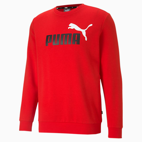 Essentials+ Two-Tone Big Logo Crew Men's Sweat Shirt, High Risk Red, extralarge-IND