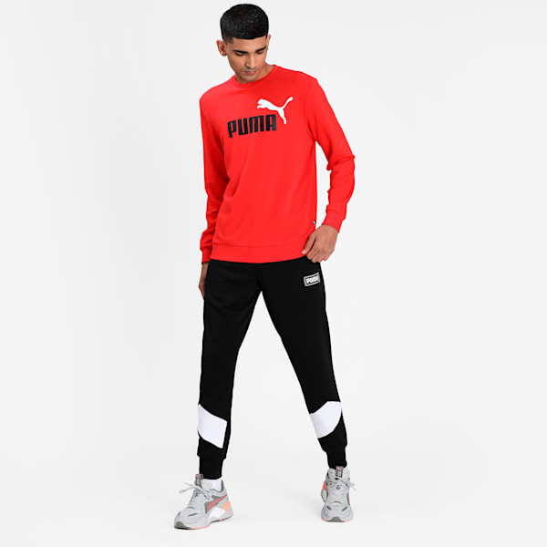 Essentials+ Two-Tone Big Logo Crew Men's Sweat Shirt, High Risk Red, extralarge-IND