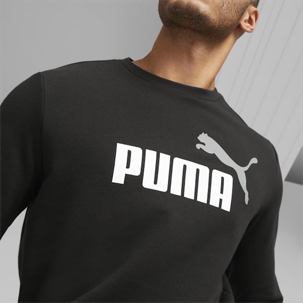 Essentials+ Two-Tone Big Logo Crew Men's Sweat Shirt, PUMA Black-puma white, extralarge-IND