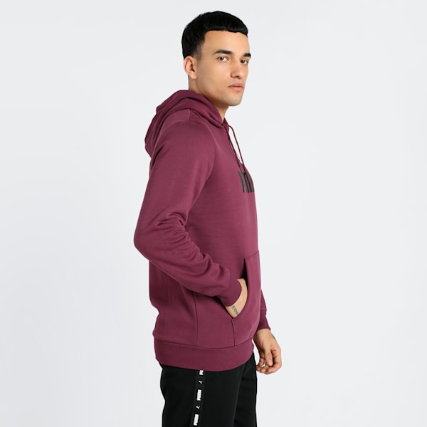 Essential+ 2 Colour Big Logo Regular Fit Men's Hoodie, Dark Jasper, extralarge-IND