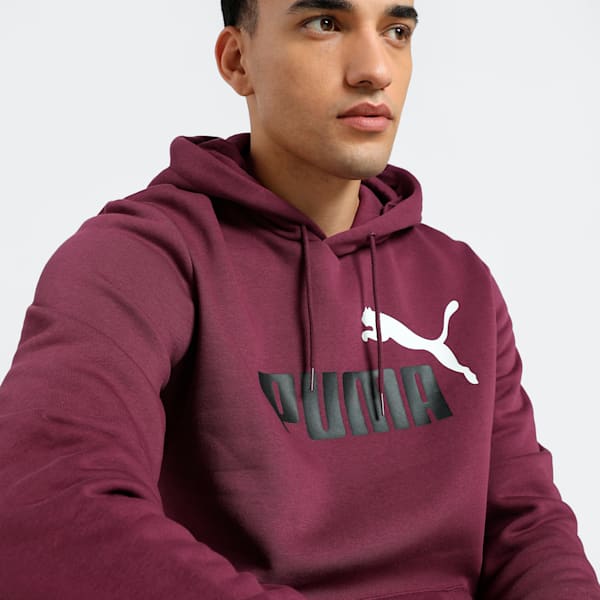 Essential+ 2 Colour Big Logo Regular Fit Men's Hoodie, Dark Jasper, extralarge-IND