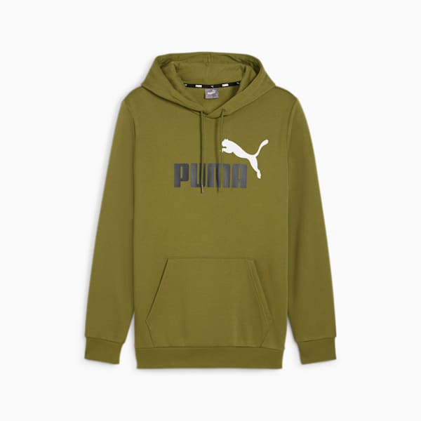 Essentials+ Two-Tone Big Logo Men's Hoodie, Olive Green, extralarge