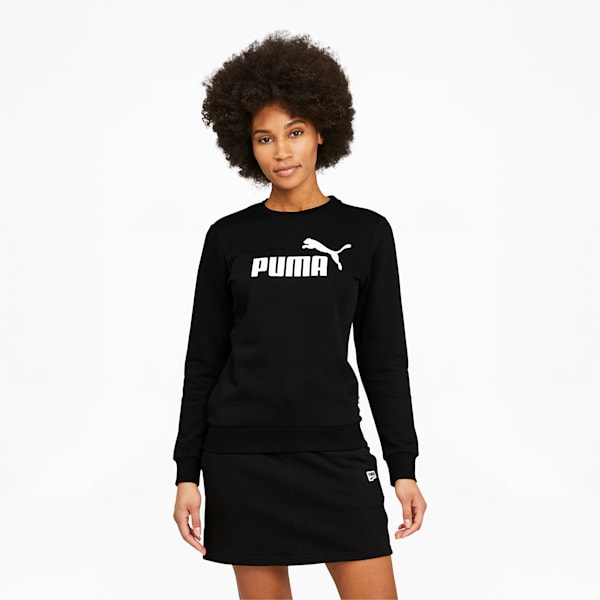 Essentials Logo Crew Neck Women's Sweater, Puma Black, extralarge