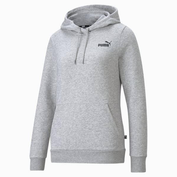Sudadera con capucha para mujer Essentials Small Logo, Light Gray Heather, extralarge