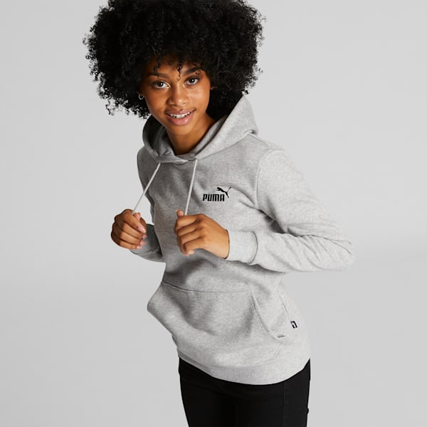 Sudadera con capucha para mujer Essentials Small Logo, Light Gray Heather, extralarge