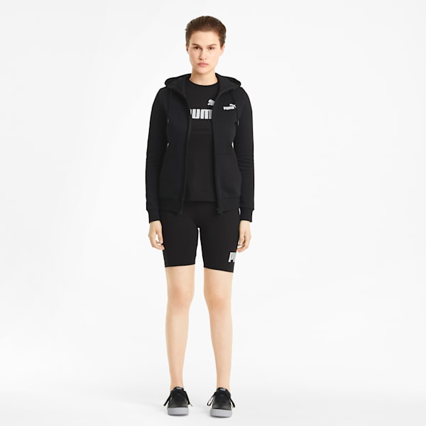 Sudadera con capucha, con cierre completo Essentials para mujer, Puma Black, extralarge